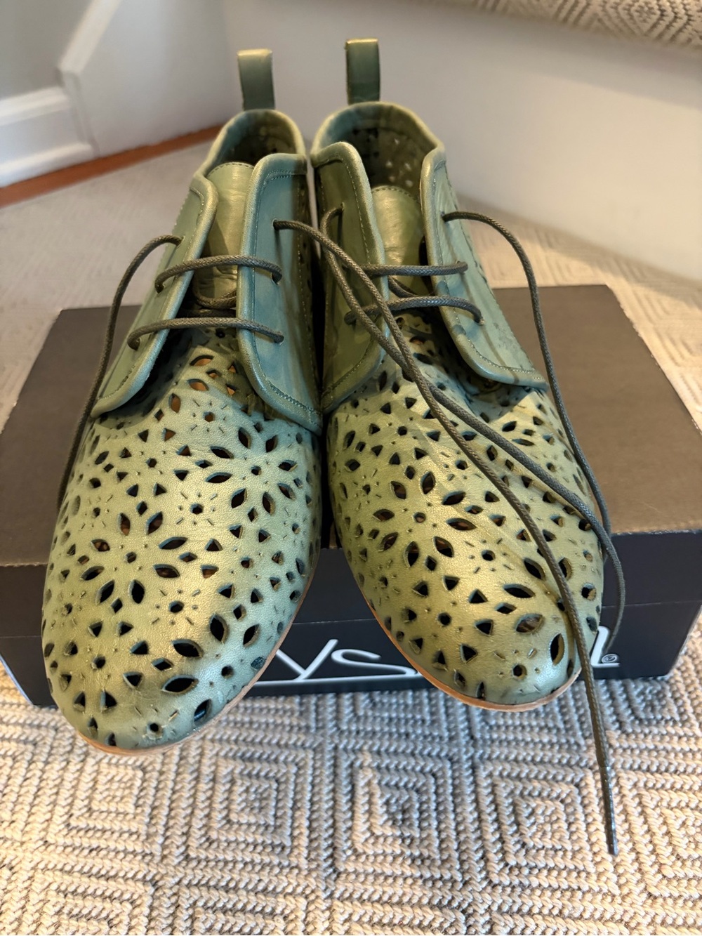 Women’s Sixtyseven Kelly Laser Cut Leather Lace-Up Booties